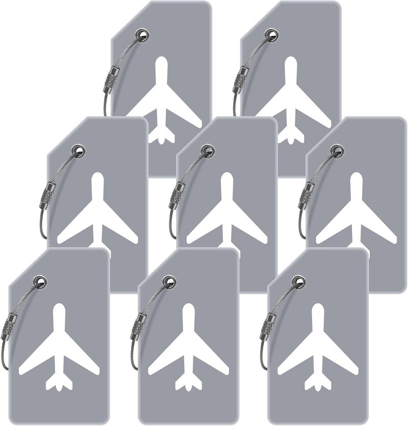 M-sorflly Luggage Tag for Suitcases, Quickly Spot 8 Pack Luggage Identifier Tags, Travel Accessories Name Tags for Backpacks, Suitcases, Travel Bags, Baggage, Cruise - Flexible Silicone(Gray) - Image 1